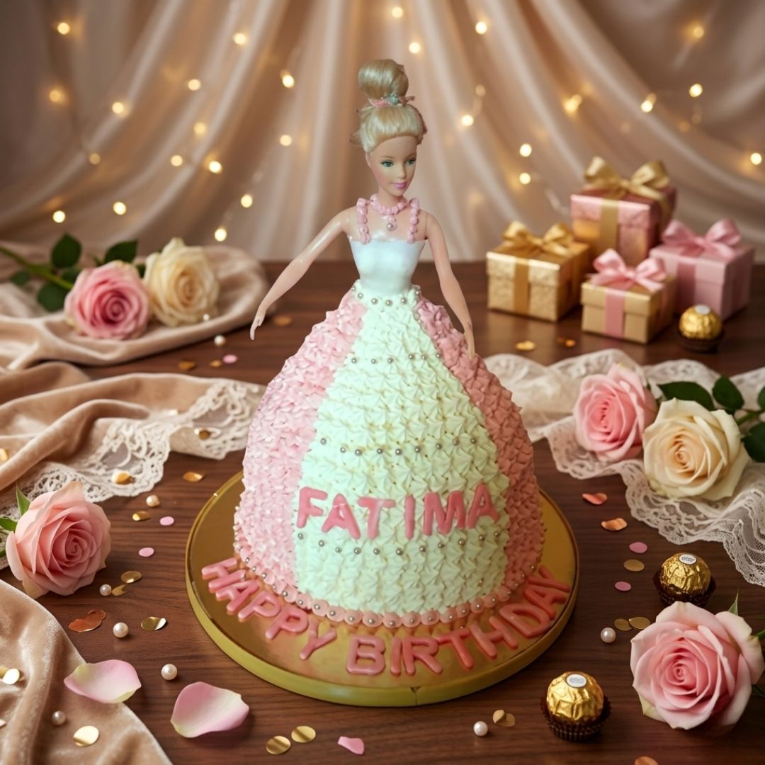 Gâteau poupée rose pour anniversaire